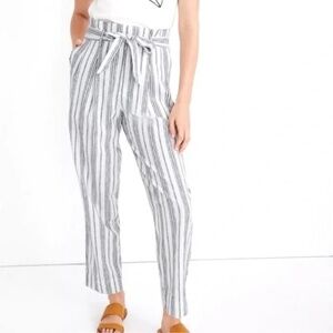 Madewell Linen-Cotton Striped Paperbag High Waist Pants – Size 2
